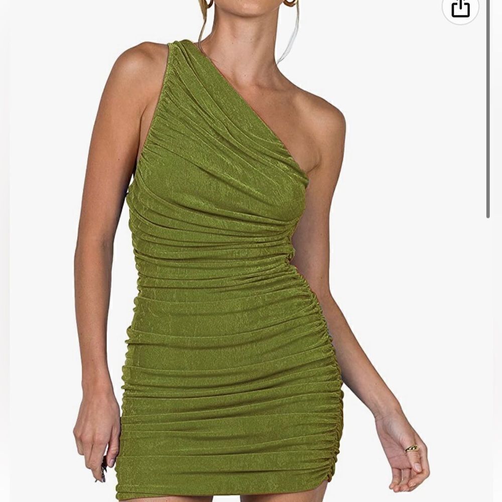 One Shoulder Ruched Bodycon Sleeveless Dress